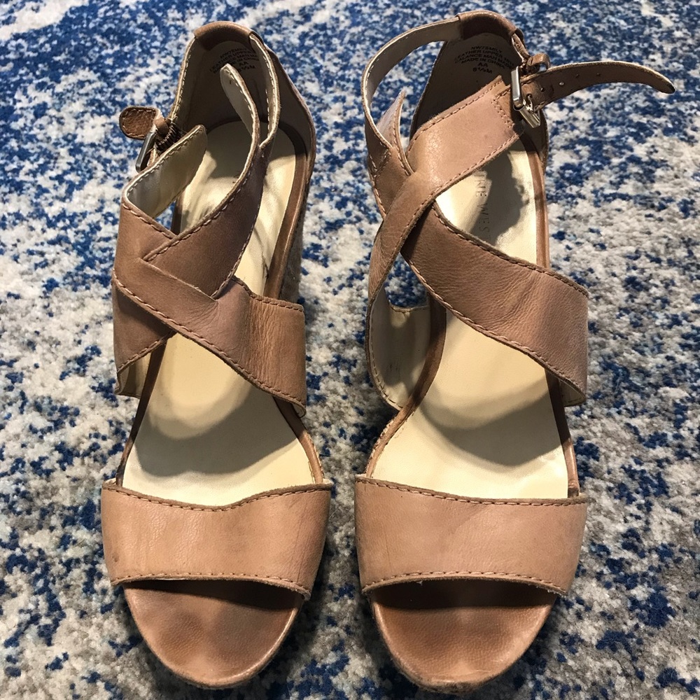 Nine West nude wedges.